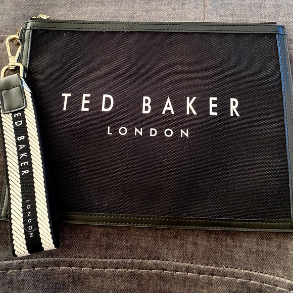 Ted Baker London Vivtora Leather Trim Cotton Canvas Wristlet Clutch NWT - Picture 7 of 9